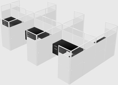 Shared l-shaped cubicle