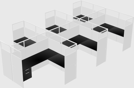 Shared l-shaped cubicle