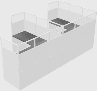 Shared l-shaped cubicle