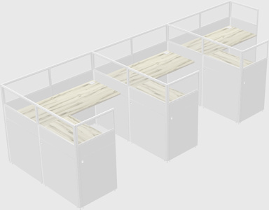 Shared l-shaped cubicle