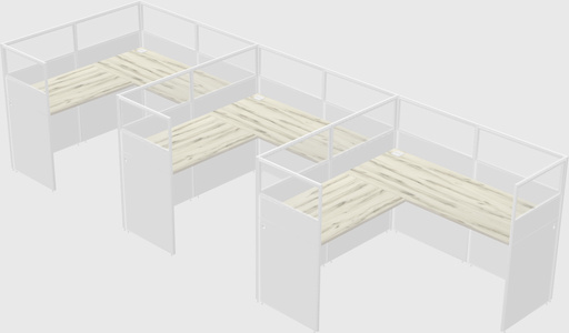 Shared l-shaped cubicle
