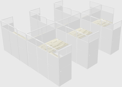 Shared l-shaped cubicle
