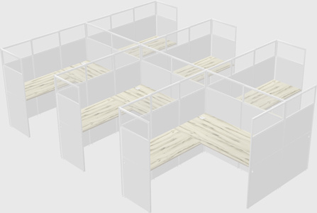 Shared l-shaped cubicle