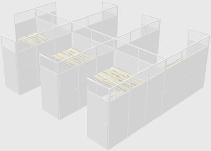 Shared l-shaped cubicle