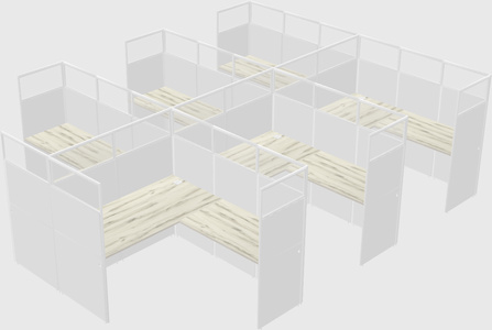 Shared l-shaped cubicle