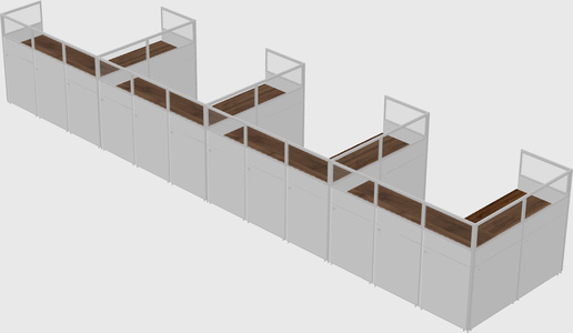 Shared l-shaped cubicle