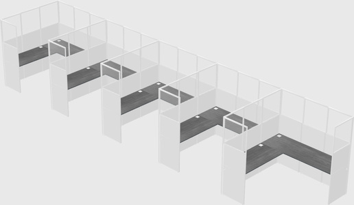 Shared l-shaped cubicle