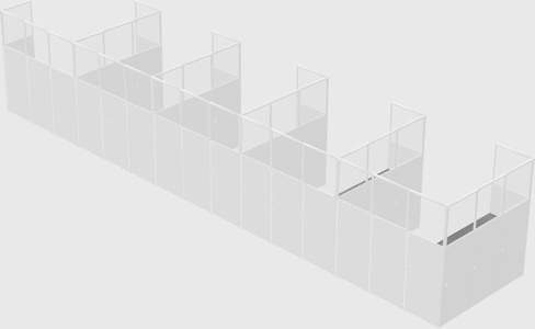 Shared l-shaped cubicle