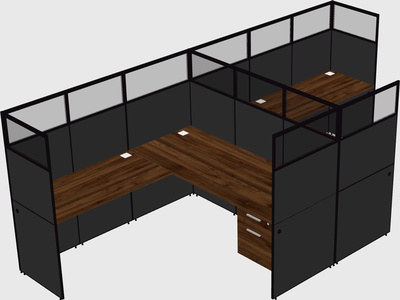 Shared l-shaped cubicle