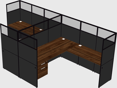 Shared l-shaped cubicle