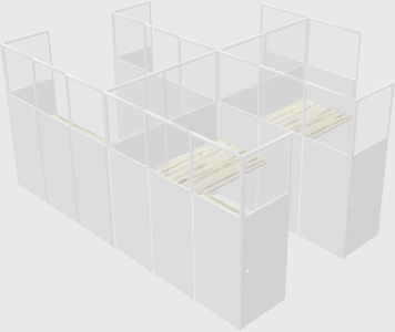 Shared l-shaped cubicle