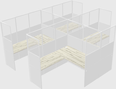 Shared l-shaped cubicle