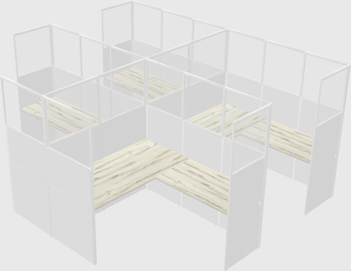 Shared l-shaped cubicle