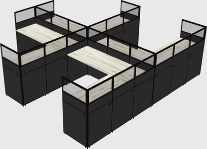 Shared l-shaped cubicle