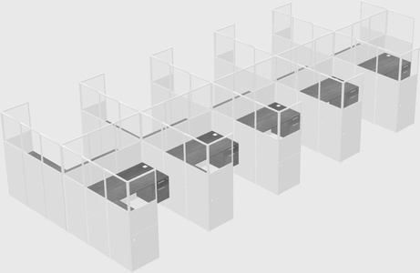 Shared l-shaped cubicle