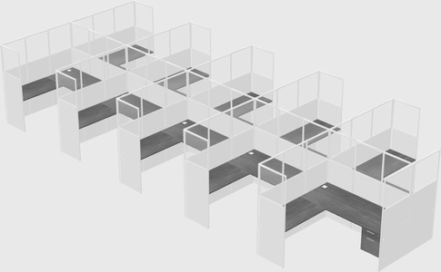 Shared l-shaped cubicle