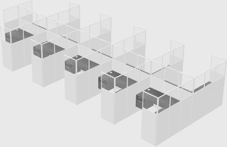 Shared l-shaped cubicle