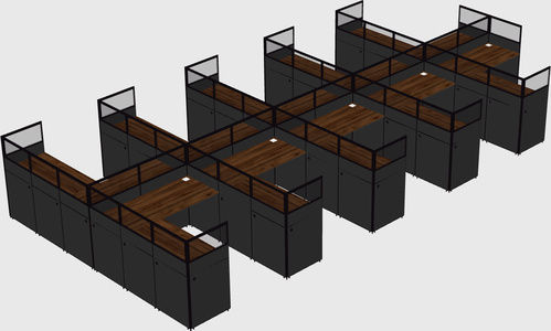 Shared l-shaped cubicle