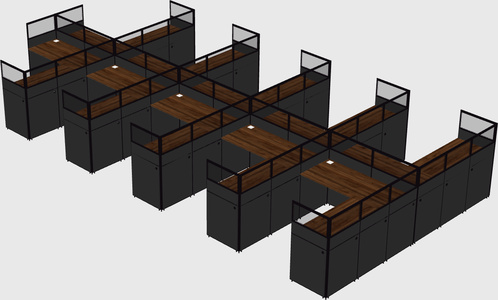 Shared l-shaped cubicle