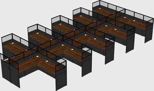 Shared l-shaped cubicle