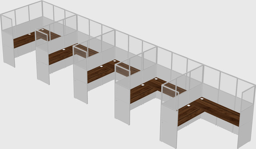Shared l-shaped cubicle