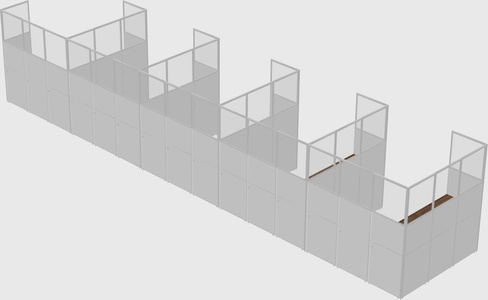 Shared l-shaped cubicle