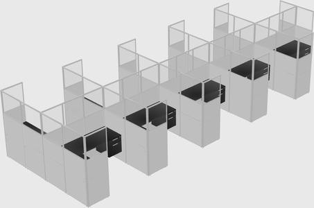 Shared l-shaped cubicle