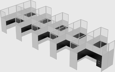 Shared l-shaped cubicle
