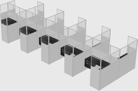 Shared l-shaped cubicle