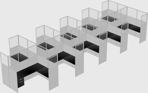 Shared l-shaped cubicle