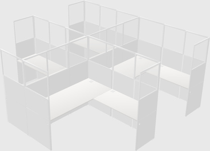 Shared l-shaped cubicle