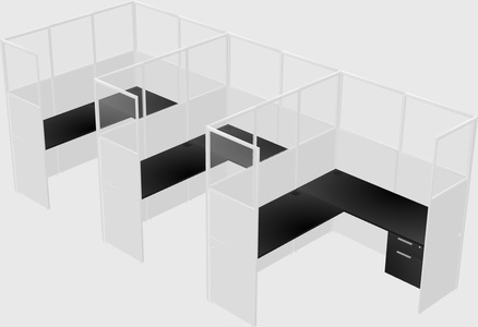 Shared l-shaped cubicle
