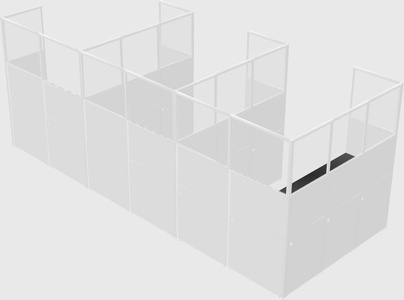Shared l-shaped cubicle
