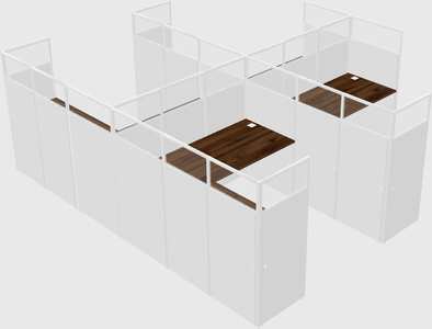 Shared l-shaped cubicle