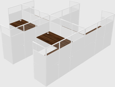Shared l-shaped cubicle