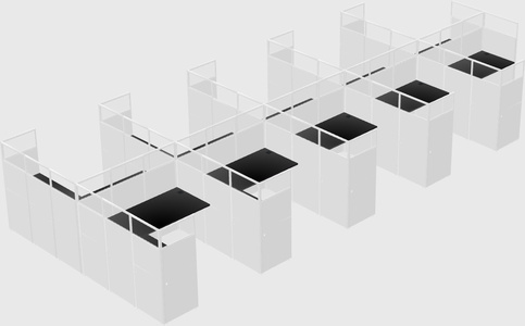 Shared l-shaped cubicle