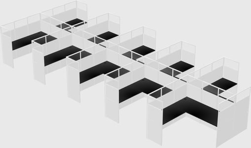Shared l-shaped cubicle