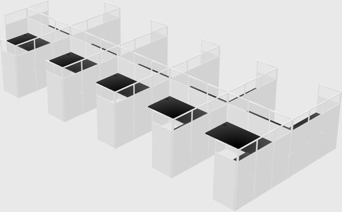 Shared l-shaped cubicle