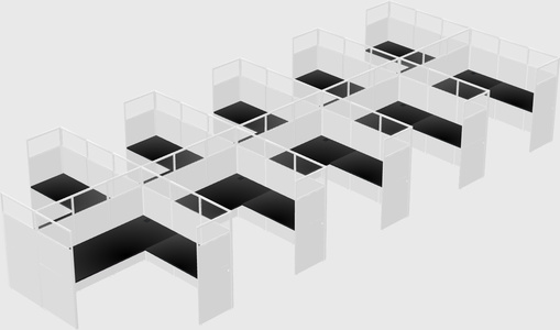 Shared l-shaped cubicle