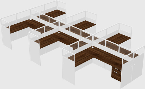 Shared l-shaped cubicle