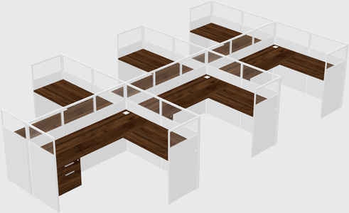 Shared l-shaped cubicle