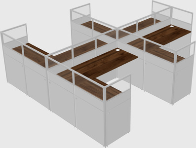 Shared l-shaped cubicle
