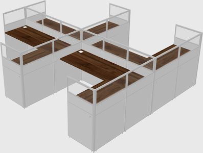 Shared l-shaped cubicle