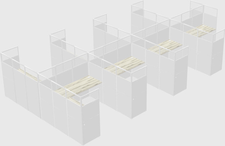 Shared l-shaped cubicle