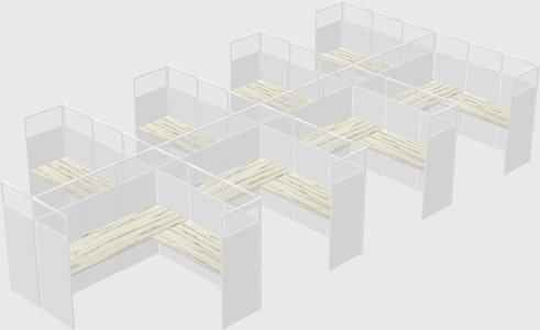 Shared l-shaped cubicle