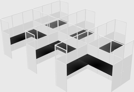 Shared l-shaped cubicle