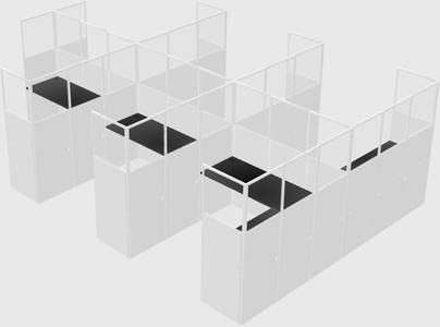 Shared l-shaped cubicle