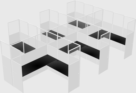 Shared l-shaped cubicle