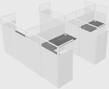 Shared l-shaped cubicle