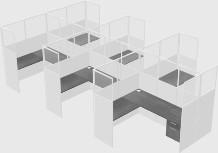 Shared l-shaped cubicle